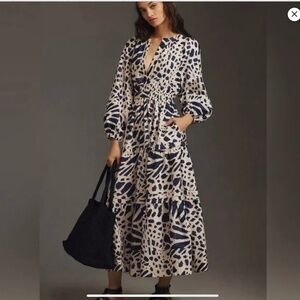 Anthropologie The Somerset Maxi Dress Long-Sleeve Poplin Edition XL